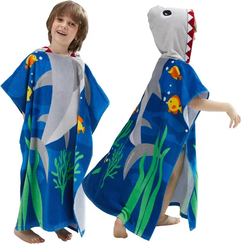 Vista 11 de BANGSAUR Toalla con capucha para niños, para el baño, la playa, toallas de algodón suave, absorbente, para piscina, con capucha, poncho para bebé