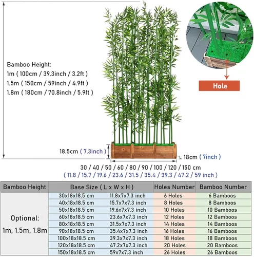 Vista 2 de Pantalla ornamental de entrada de bambú de simulación de terraza, plantas artificiales falsas, barrera de privacidad para pasillos, oficina