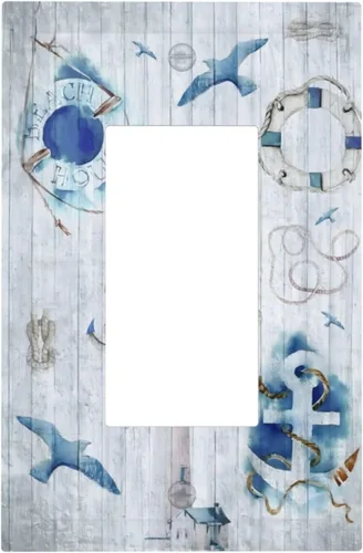 Vista 33 de Cubierta Decorativa para Interruptor de Luz Anclajes Tablón Faros Aves Marinas 2 Gang Cubiertas de Tomacorriente 1 Toggle 1 Dúplex Placa de Pared