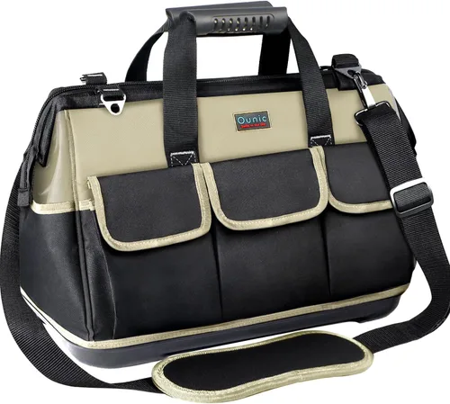 Vista 9 de Bolsa de herramientas, Ounic de 17 pulgadas, bolsa de herramientas grande y resistente con boca ancha y base moldeada impermeable, bolsas