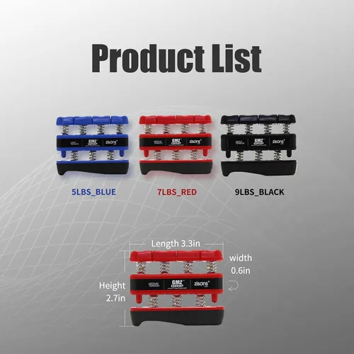 Vista 5 de GM2 Ejercitador de agarre, ejercitador de mano, ejercitador de dedos. 9 libras (negro) 7 libras (rojo) 5 libras (azul)