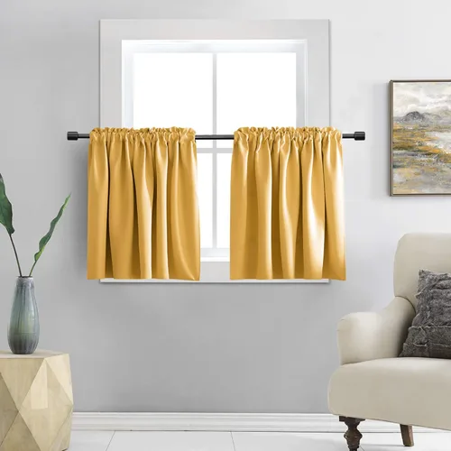 Vista 16 de DONREN Cortinas de 30 pulgadas de largo - 2 paneles blackout con aislamiento térmico, cortinas pequeñas para baño con bolsillo para varilla