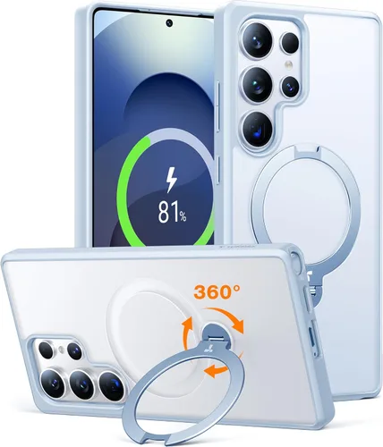 Vista 12 de TORRAS Soporte Magnético Giratorio de 360° para Funda Samsung Galaxy S24 Ultra, Compatible con Magsafe, Resistente a Golpes de Grado Militar Funda