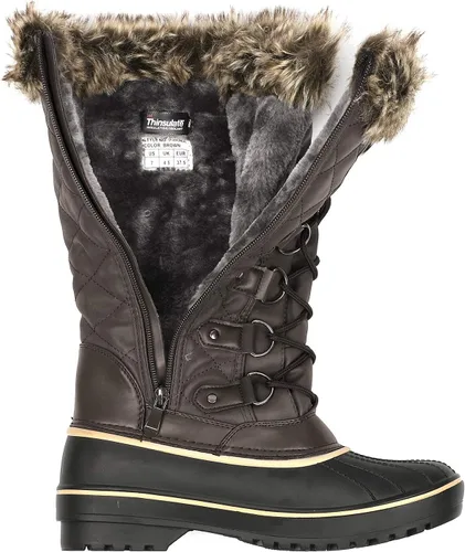 Vista 2 de DREAM PAIRS- Botas de nieve de invierno para mujer, de media caña y con forro de cuero sintético