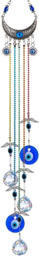 20 Pulgadas Azul Ojo del Mal Cristales Colgantes Atrapasoles Adorno para Árbol de Navidad con Bola de Energía Chakra Prisma Colgante Fabricante de