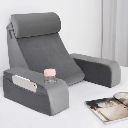 Vista 10 de ENITYA Almohada de espalda para cama, almohada de lectura de 19 pulgadas para sentarse en la cama para adultos, almohada de apoyo de espalda