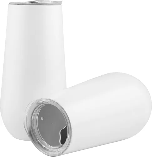 Vista 11 de Sivaphe Juego de 2 copas de champán sin tallo con tapa, acero inoxidable aislado al vacío, tazas de cóctel, reutilizables, método de tostado