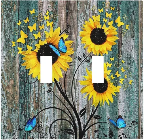 Vista 61 de Placa de Cubierta de Interruptor de Luz de 2 Posiciones Combinación de Abstracción/1 Toggle 1 Rocker Placas Decorativas de Pared de Plástico Negro