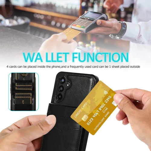 Vista 6 de Asuwish Funda de teléfono para Samsung Galaxy A13 5G con protector de pantalla de vidrio templado, soporte para tarjetas de crédito, soporte
