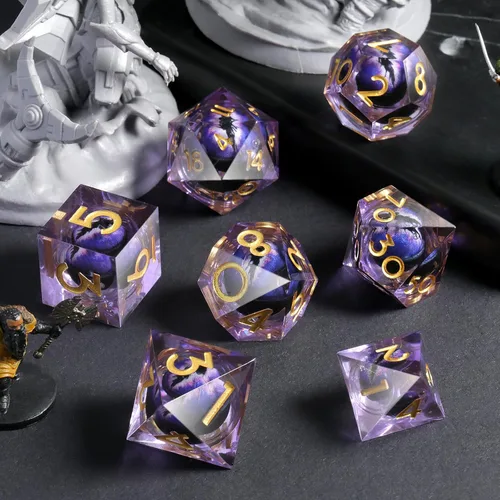 Vista 225 de DNDND Dados de Resina Ojo DND de Borde Afilado Dado de D&D con Estuche de Regalo para Juego de Dungeons and Dragons (Ojo de Dragón Verde)