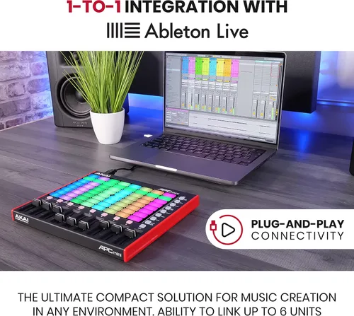 Vista 2 de Akai Professional APC Mini MK2 - Controlador USB MIDI Pad para lanzamiento de clips con Ableton Live Lite, 64 almohadillas RGB, modo de tambor