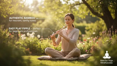 Vista 2 de Flauta de bambú de madera india auténtica de 14 pulgadas en clave "B", grabador de instrumentos musicales de viento de madera, Bansuri tradicional