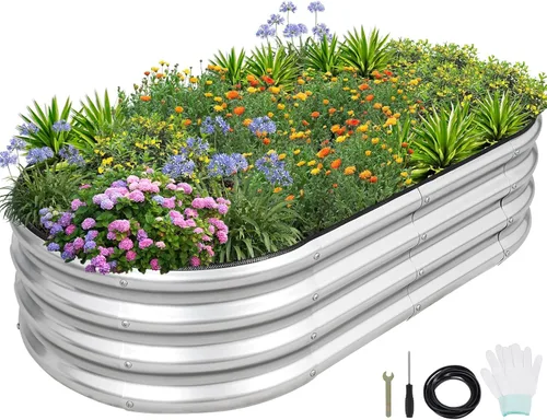 Vista 10 de 1MORE Cama de Jardín Elevada Galvanizada - Cajas de Plantación para Jardín al Aire Libre, Camas Elevadas para Jardinería, Kit de Cama de Jardín