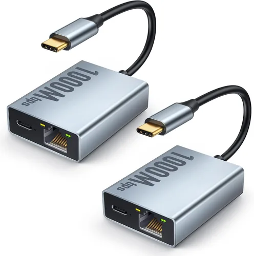 Vista 9 de ELECTOP Adaptador Ethernet de 1000 Mbps para Chromecast con Google TV, USB tipo C a RJ45 Gigabit Ethernet adaptador de red compatible con Google TV