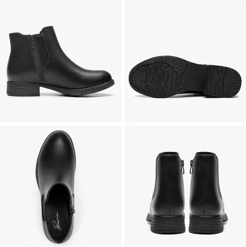 Vista 7 de Botas de tobillo para mujer con cremallera, botas Chelsea de moda, cómodas botas de tacón bajo