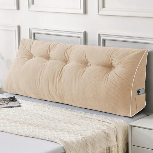 Vista 16 de Sasttie Almohada de cabecera tamaño Queen, almohada de cuña cabecera para sentarse en la cama, cojín triangular con soporte de respaldo para leer