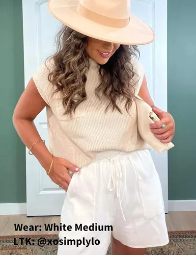 Vista 4 de Bianstore Conjuntos de dos piezas para mujer, conjuntos de suéter de punto, tops sólidos y pantalones cortos de cintura elástica