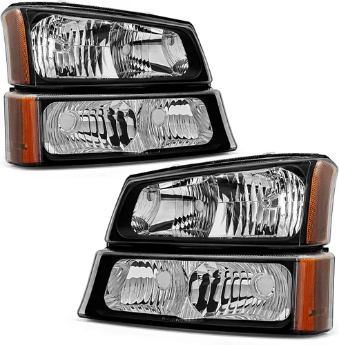 Vista 8 de 2003 2004 2005 2006 Conjunto de faros delanteros Chevy Silverado para 03 04 05 06 Chevy Silverado Avalanche 1500/2500/3500 Carcasa cromada Reflector