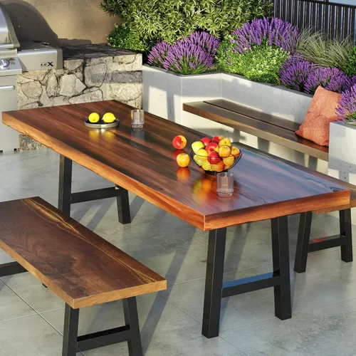 Vista 5 de TC-HOMENY Patas de banco de mesa de 28 pulgadas, juego de 2 patas de metal negro café para comedor (28 pulgadas)