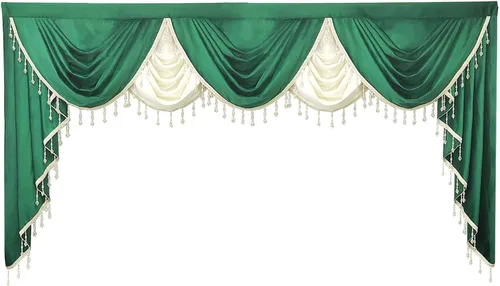 Vista 31 de Gxi Cenefa de cortina de terciopelo beige burdeos para ventanas de cocina, cenefas de cascada de terciopelo, cortinas de ventana para sala de estar