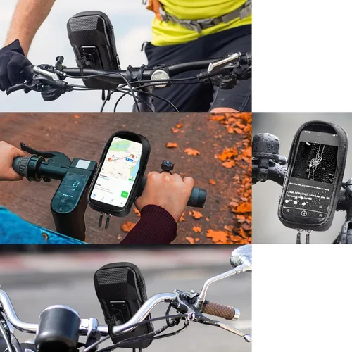 Vista 8 de WOLFILIST Soporte para teléfono de bicicleta EVA impermeable para marco frontal de bicicleta, bolsa de tubo superior para bicicleta, soporte