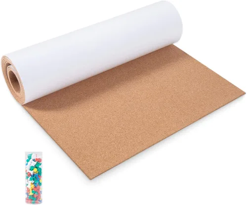 Vista 9 de Rollo de tablero de corcho de 0.118 pulgadas de grosor, tablero de corcho de 50 x 18 pulgadas para paredes, tableros de corchos autoadhesivos