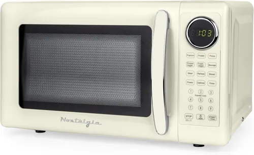 Vista 7 de Nostalgia Horno microondas compacto retro para encimera, 0.7 pies cúbicos, 700 vatios con pantalla digital LED, bloqueo para niños, interior fácil
