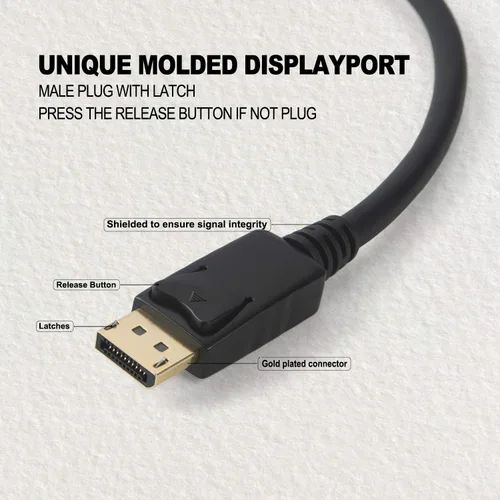 Vista 3 de CableCreation Cable DisplayPort a HDMI activo 4K de 6 pies, DP a HDMI DP 1.2 4K x 2K y cable de monitor de audio/video 3D, compatible con múltiples