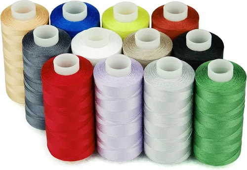 Vista 17 de Simthread 12 Colores Multiusos Hilo de Algodón para Acolchado 50s/3 Hilo para Piezas, Costura, etc. - 503 Metros Cada 12C01