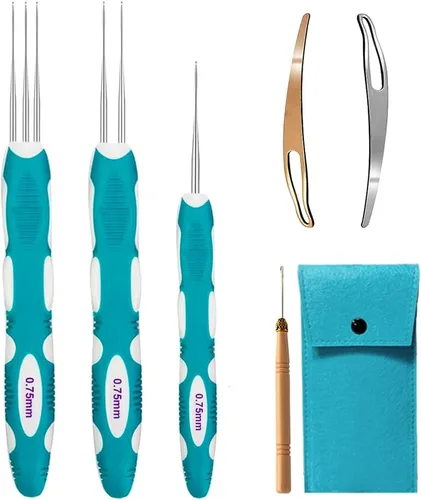 Vista 9 de Yarniss Ganchos de ganchillo para rastas con mango ergonómico, herramienta de bloqueo de cabello trenzado, 3 agujas de ganchillo de rastas de 0.030
