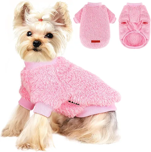 Vista 6 de Suéteres para perros pequeños, hembra, perro macho, suéter, ropa de invierno de forro polar suave para mascotas, niños y niñas, sudaderas mullidas