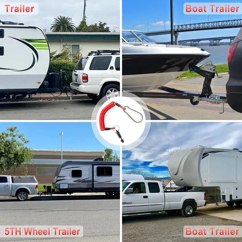 Vista 5 de JUSTTOP Cable de Ruptura para Remolque de 4 Pies, Cable Enrollado de Remolque con Resorte de Acero Inoxidable Resistente, Cable de Freno