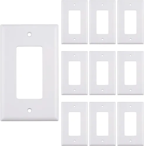 Paquete de 10 cubiertas de placa de pared de una sola banda, marco rectangular de una sola banda para interruptores, tomas de corriente o