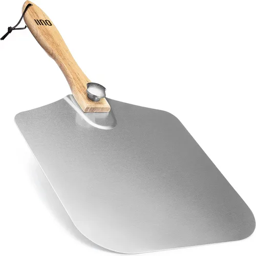 Vista 9 de Pala de Pizza de Aluminio Metal - 12 x 14 Pulgadas. Espátula de Pizza para Horno con Mango de Madera Plegable. Herramientas Accesorios para Horno