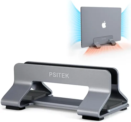 Vista 9 de Soporte vertical de aluminio para computadora portátil, soporte de acoplamiento con ancho de ranura ajustable de 12-42mm, almacenamiento vertical
