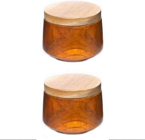 Vista 9 de Rainforest Bowls Juego de 4 cuencos de madera de Mushiwan de borde redondeado de Java con tapa, 4 pulgadas de diámetro, apto para el calor