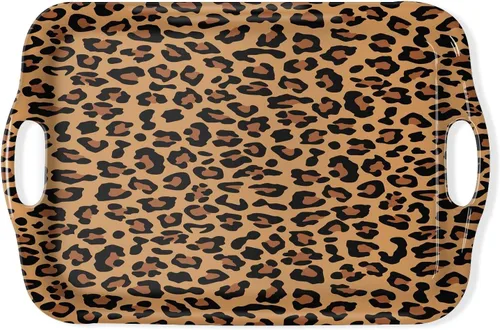 Vista 11 de Bandeja de Servir Bandeja Decorativa con Asas Bandejas de Servir Multiuso Rectangulares para Restaurante, Fiestas, Mesa de Café, Cocina - Retro