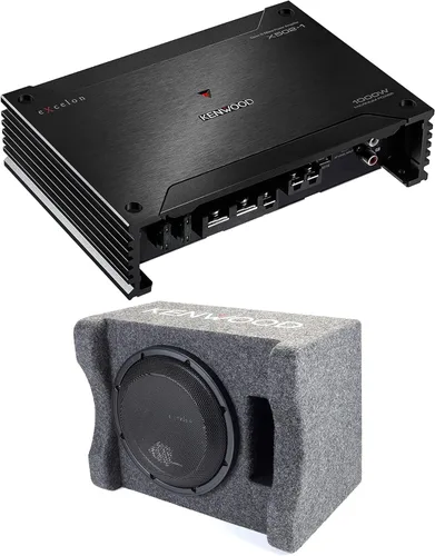 Kenwood X502-1 eXcelon Amplificador de subwoofer clase D de 500 vatios a 2 ohmios | Plus P-XW1241S eXcelon 12 pulgadas carcasa de subwoofer
