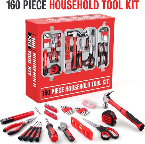 Vista 7 de WINNER Kit de herramientas multiusos para el hogar de 160 piezas en caja de herramientas elegante, adecuado tanto para hombres como para mujeres