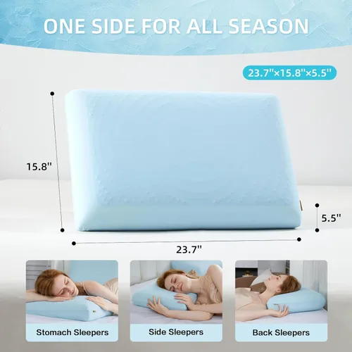 Vista 6 de SAPHREAS Almohada de espuma viscoelástica refrescante de gel para dormir de lado, espalda y boca abajo para dormir, almohada de cama fresca