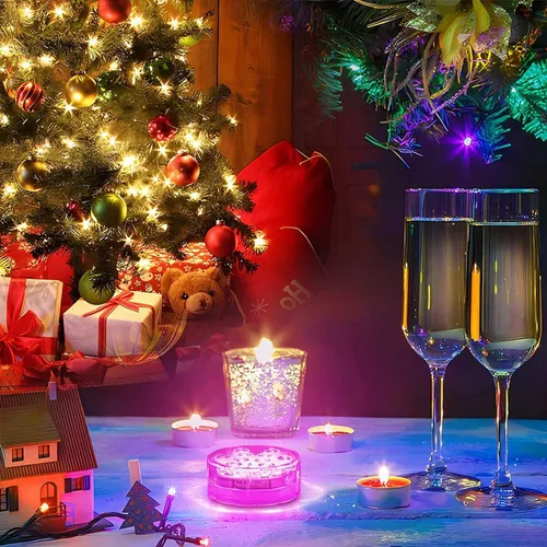 Vista 7 de Luces LED sumergibles con control remoto, 16 colores, 4 modos, funciona con pilas, luces LED de calabaza que cambian de color para Halloween