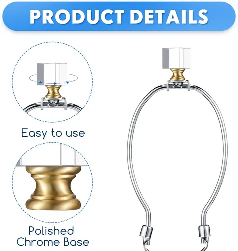 Vista 3 de 2 piezas de cubo de cristal para lámpara cuadrada transparente, perilla superior con base cromada para decoración de sombra, 1-4/5 pulgadas de alto