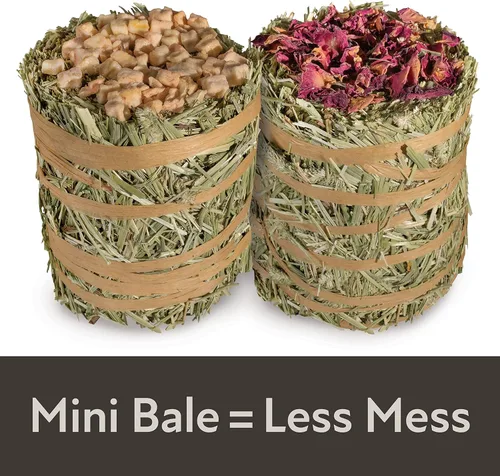 Vista 4 de Kaytee Field+Forest - Mini balas de heno de manzana y rosa, paquete de 2 unidades, 7 onzas