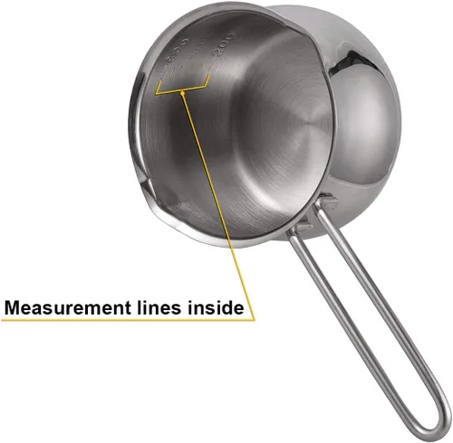 Vista 2 de TIKUSAN Cacerola de acero inoxidable para leche, hecha en Japón, salsa medidora con mango resistente al calor, olla para hornear queso para derretir