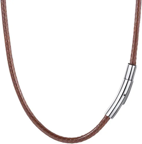 PROSTEEL Collar de cordón de cuero impermeable para hombres, 2MM3MM, 16"-30", con cierre de acero inoxidable, cadena DIY para colgante, viene con