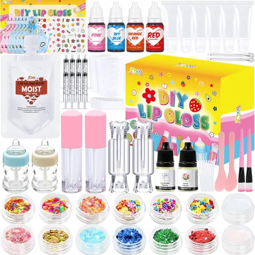 Vista 9 de Kit de Bricolaje de Brillo Labial Jcoos, Conjunto de Brillo Labial para Adolescentes, Niños, Preadolescentes, Niñas, Mujeres, Kit de Brillo Labial