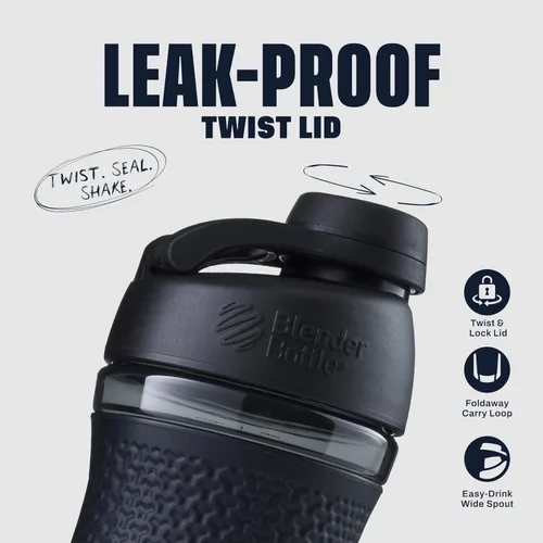 Vista 2 de BlenderBottle SportMixer - Botella mezcladora perfecta para batidos de proteínas y pre entrenamiento, 20 onzas, color negro