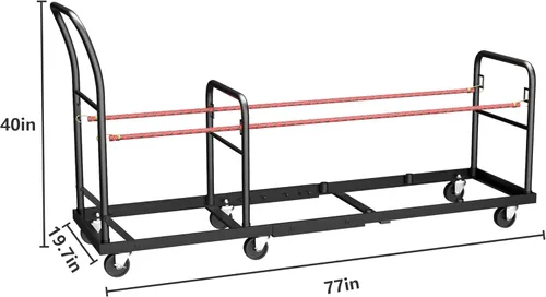 Vista 3 de Carrito de silla plegable multifuncional vertical, carrito de colocación horizontal en forma de L, estante de almacenamiento de silla plegable