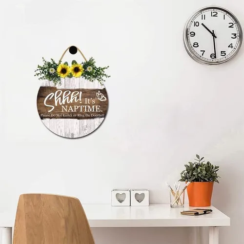 Vista 4 de Letreros para puerta con texto en inglés "Shhh It's Nap Time Please Do Not Knock or Ring the Door
