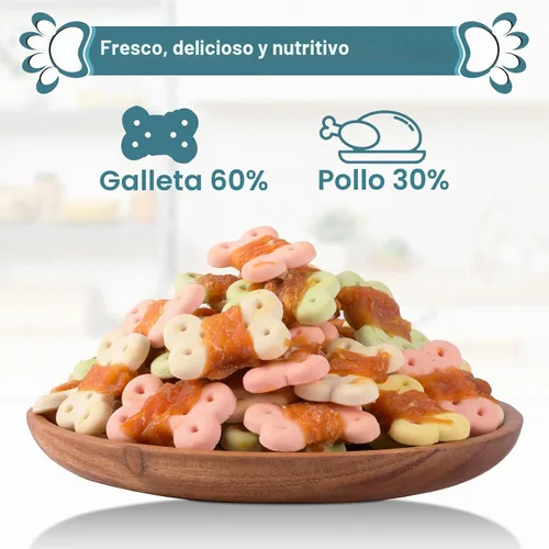 Vista 3 de Golosinas envueltas en pollo para perros, masticables sin cuero crudo, 8 onzas